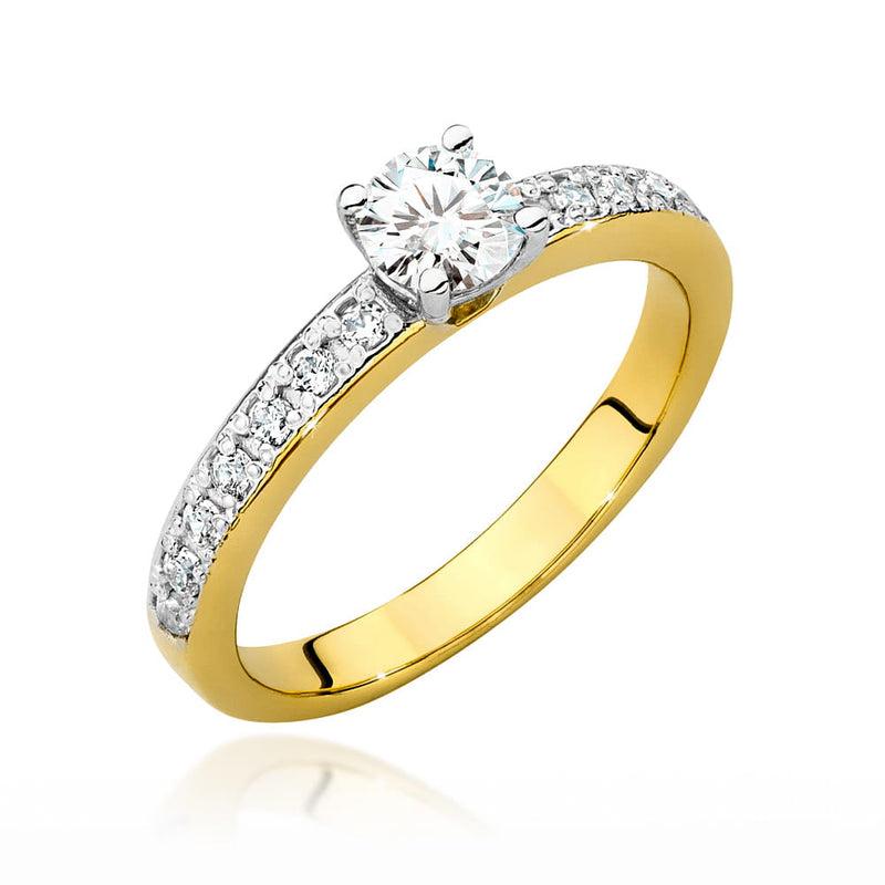 Inel Aur 9K cu Diamante Naturale 0.60 ct — Aur galben