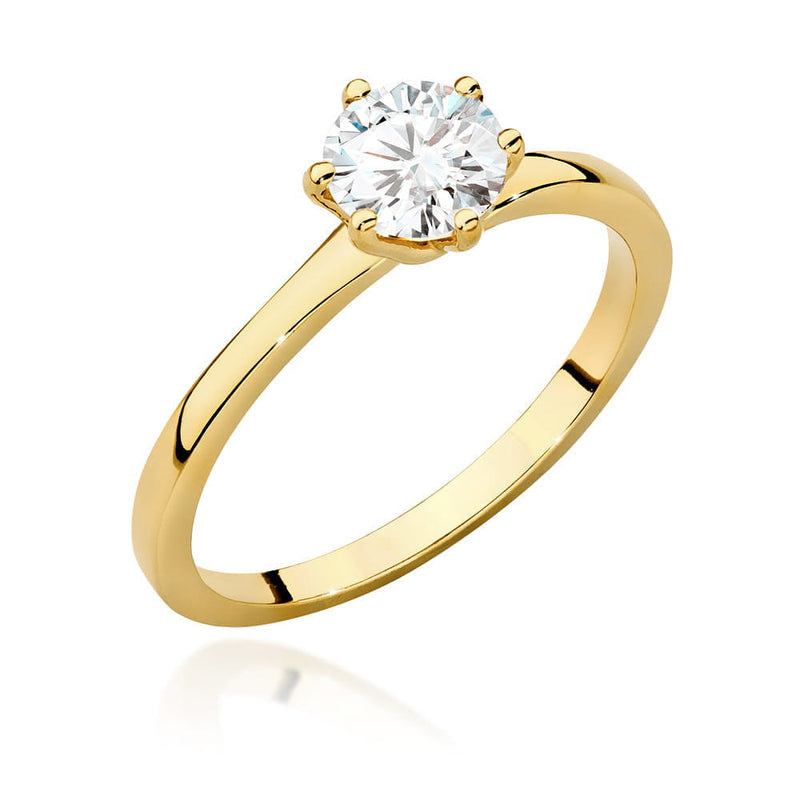 Inel Aur 9K cu Diamant Natural 0.70 ct — Aur galben