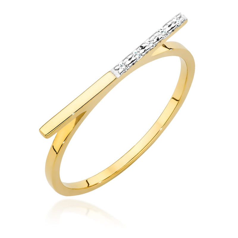Inel Aur 9K cu Diamante Naturale 0.03 ct — Aur galben