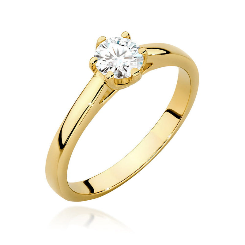 Inel Aur 9K cu Diamant Natural 0.40 ct — Aur galben