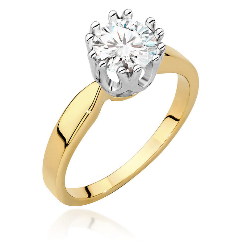 Inel Aur 9K cu Diamant Natural 1.00 ct — Aur galben