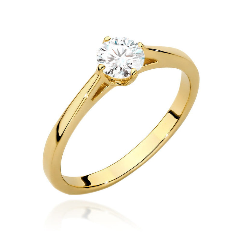 Inel Aur 9K cu Diamant Natural 0.40 ct — Aur galben