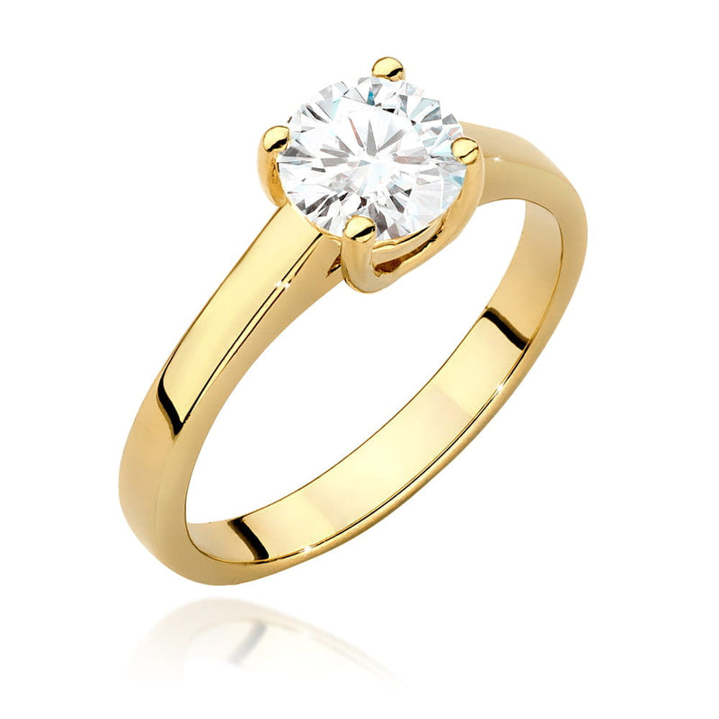 Inel Aur 9K cu Diamant Natural 1.00 ct — Aur galben