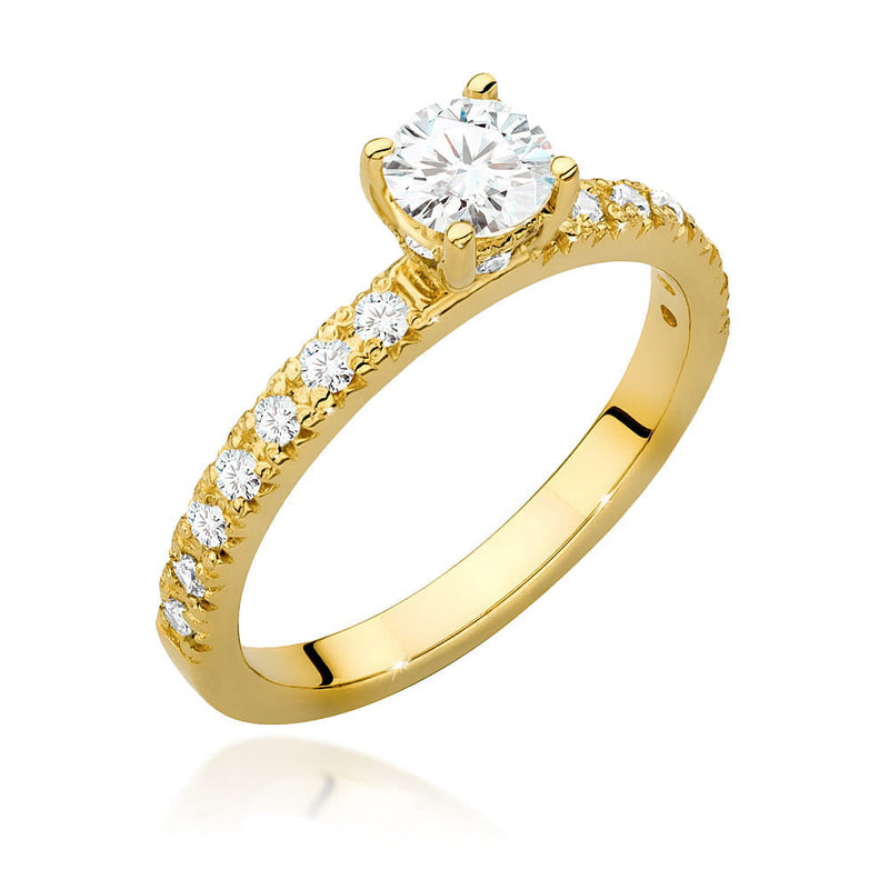 Inel Aur 9K cu Diamante Naturale 0.64 ct — Aur galben