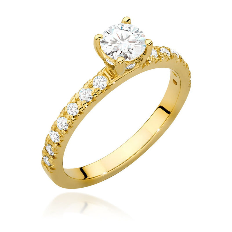 Inel Aur 9K cu Diamante Naturale 0.74 ct — Aur galben