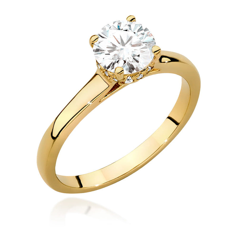 Inel Aur 9K cu Diamante Naturale 1.07 ct — Aur galben