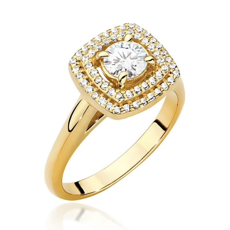 Inel Aur 9K cu Diamante Naturale 0.78 ct — Aur galben
