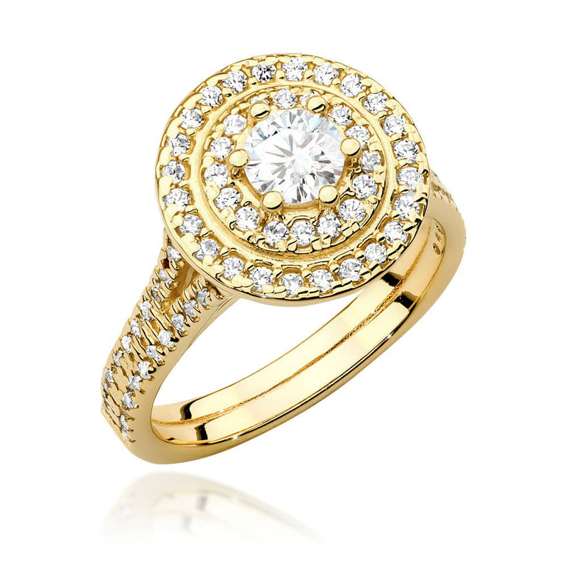 Inel Aur 9K cu Diamante Naturale 1.01 ct — Aur galben