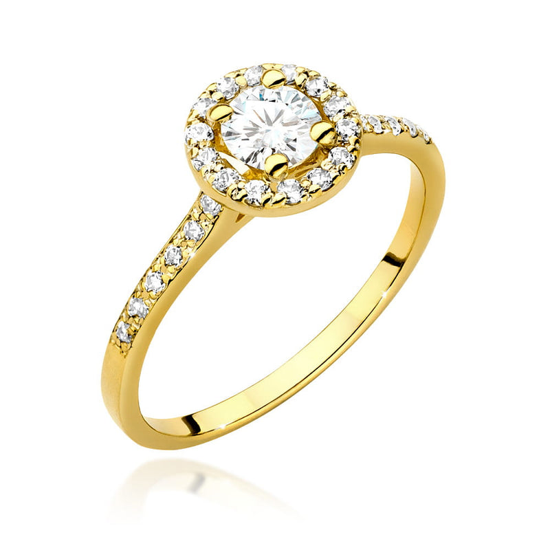 Inel Aur 9K cu Diamante Naturale 0.64 ct — Aur galben