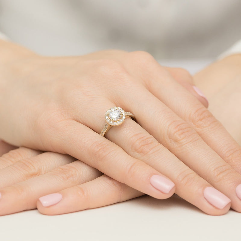 Inel Aur 9K cu Diamante Naturale 1.08 ct, imaginea 4 din 8