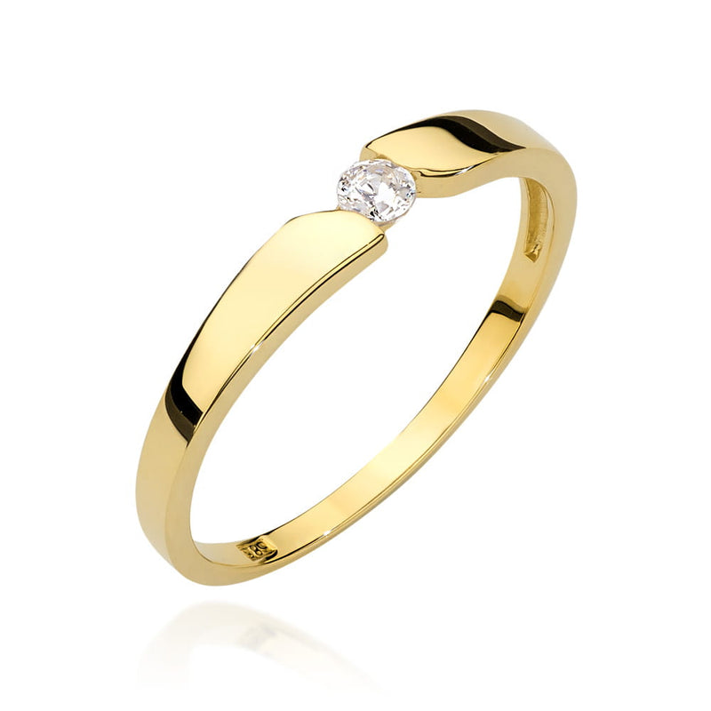 Inel Aur 9K cu Diamant Natural 0.08 ct — Aur galben