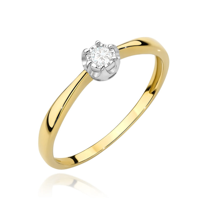 Inel Aur 9K cu Diamant Natural 0.06 ct — Aur galben