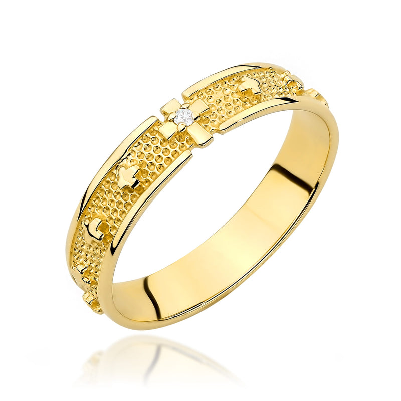 Inel Aur 9K cu Diamant Natural 0.01 ct — Aur galben