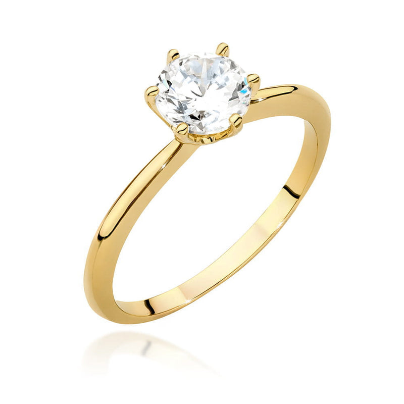 Inel Aur 9K cu Diamant Natural 1.00 ct — Aur galben