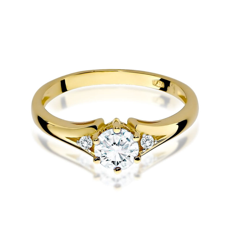 Inel Aur 9K cu Safir Alb 0.60 ct si Diamante Naturale 0.03 ct, imaginea 2 din 8