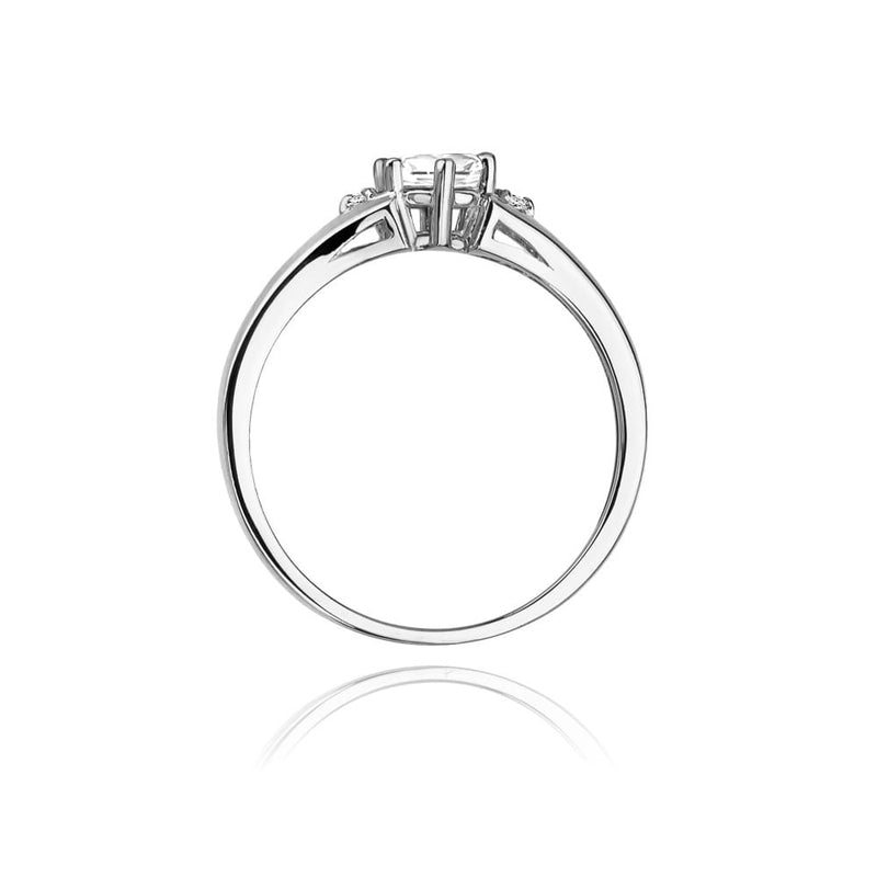 Inel Aur 9K cu Safir Alb 0.60 ct si Diamante Naturale 0.03 ct, imaginea 7 din 8
