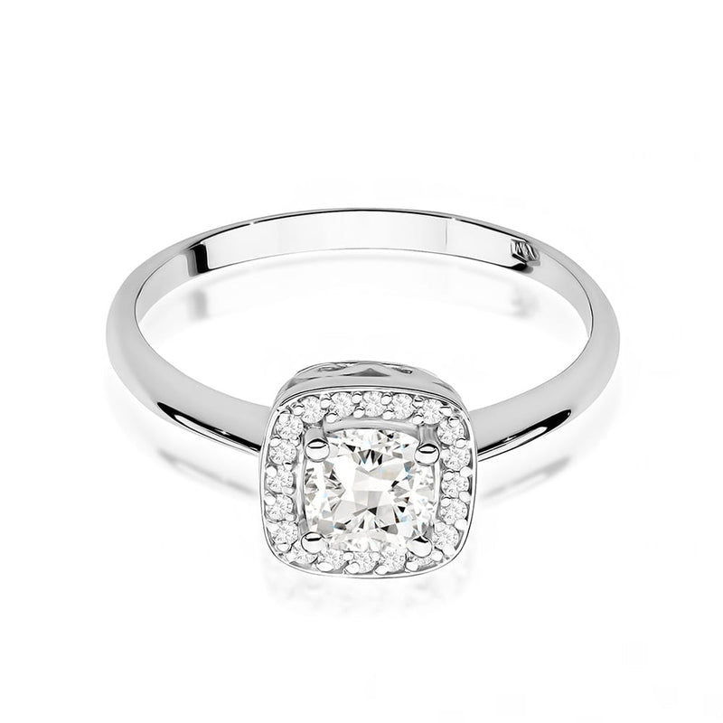 Inel Aur 9K cu Safir Alb 0.70 ct si Diamante Naturale 0.10 ct, imaginea 6 din 8