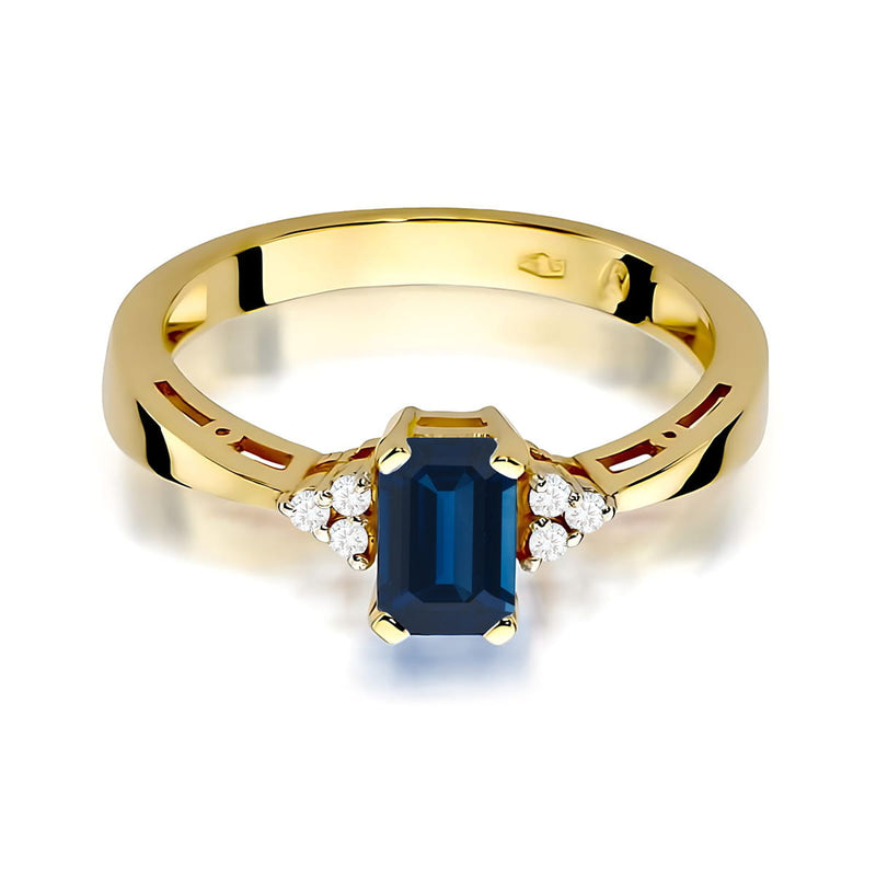 Inel Aur 9K cu Safir 0.60 ct si Diamante Naturale 0.03 ct, imaginea 2 din 8