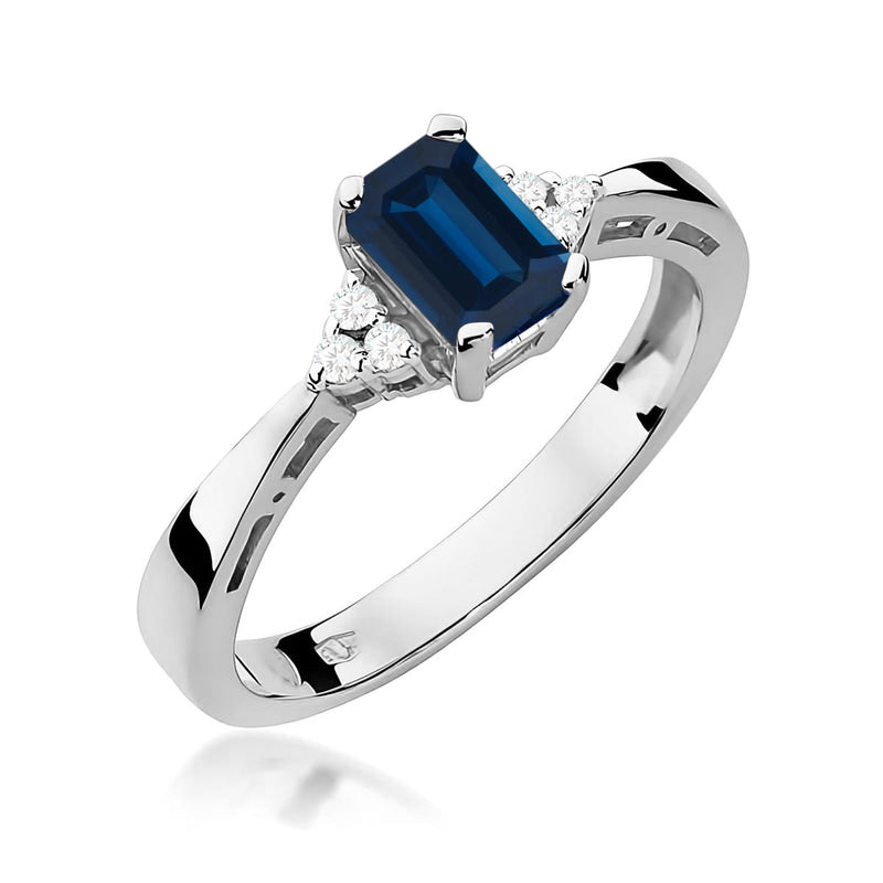 Inel Aur 9K cu Safir 0.60 ct si Diamante Naturale 0.03 ct, imaginea 5 din 8