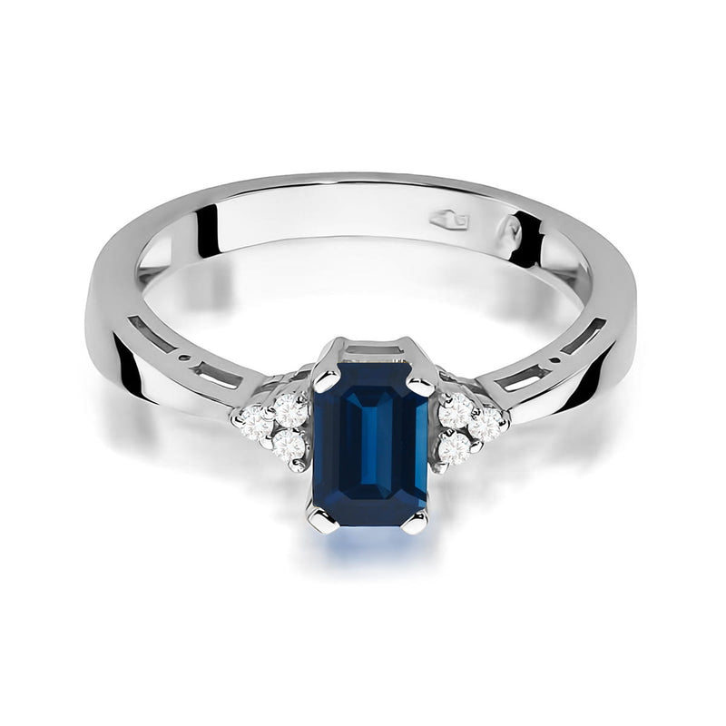 Inel Aur 9K cu Safir 0.60 ct si Diamante Naturale 0.03 ct, imaginea 6 din 8