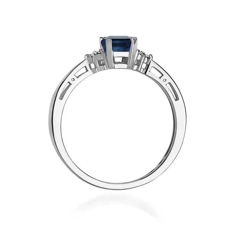 Inel Aur 9K cu Safir 0.60 ct si Diamante Naturale 0.03 ct, imaginea 7 din 8