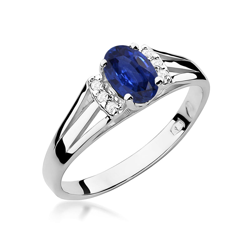 Inel Aur 9K cu Safir 0.70 ct si Diamante Naturale 0.05 ct, imaginea 5 din 8