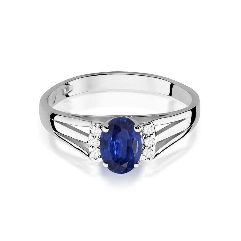 Inel Aur 9K cu Safir 0.70 ct si Diamante Naturale 0.05 ct, imaginea 6 din 8