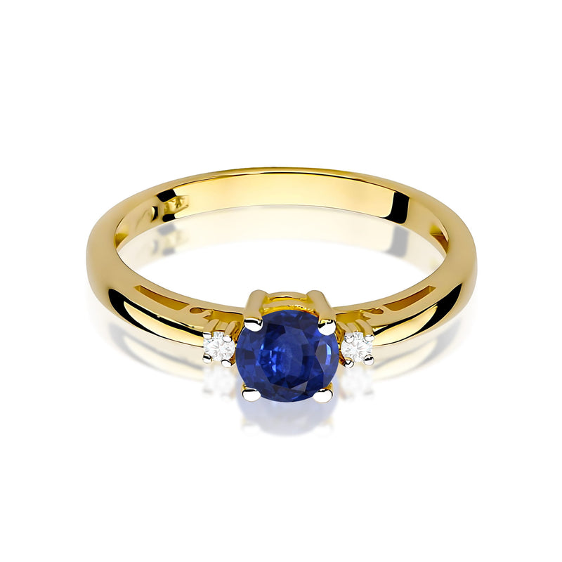 Inel Aur 9K cu Safir 0.50 ct si Diamante Naturale 0.03 ct, imaginea 2 din 8