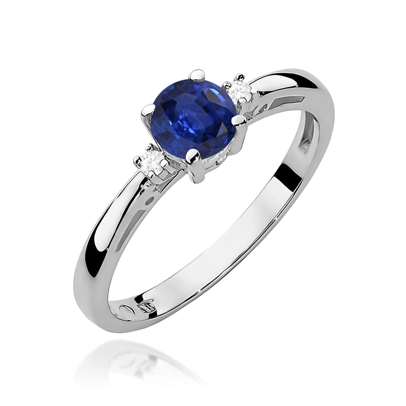 Inel Aur 9K cu Safir 0.50 ct si Diamante Naturale 0.03 ct, imaginea 5 din 8