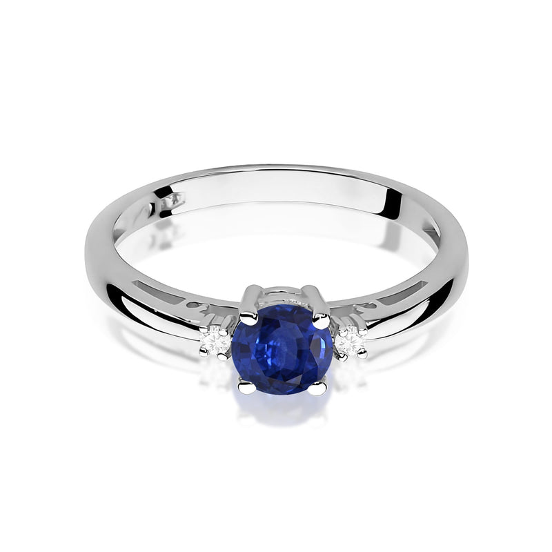 Inel Aur 9K cu Safir 0.50 ct si Diamante Naturale 0.03 ct, imaginea 6 din 8