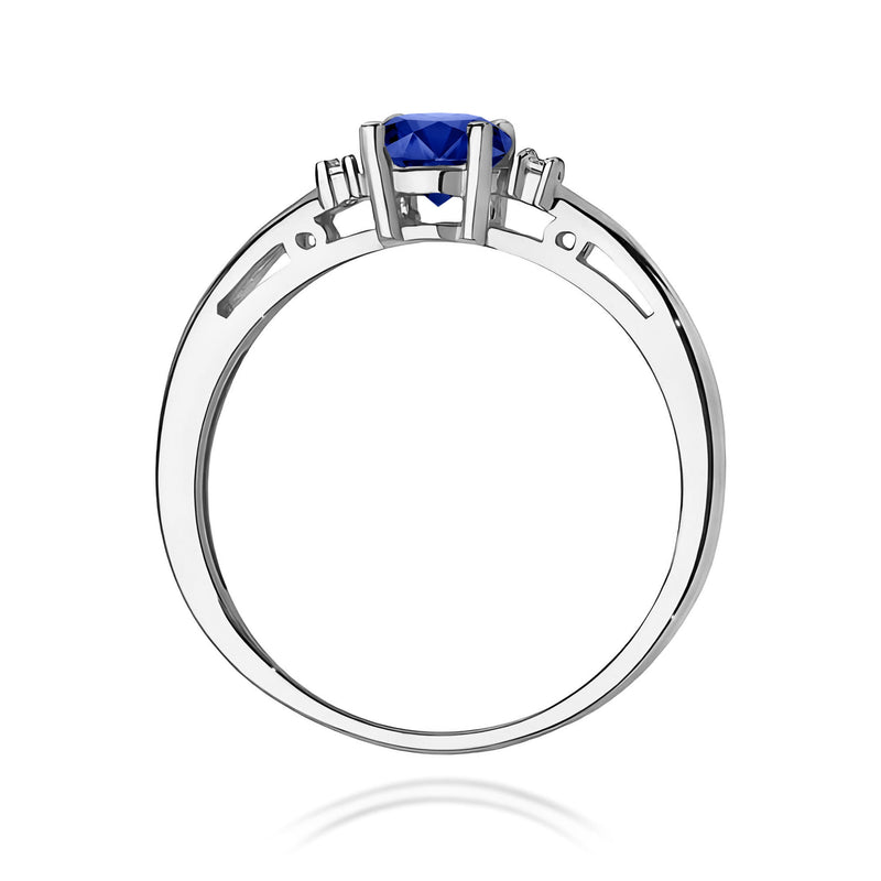Inel Aur 9K cu Safir 0.50 ct si Diamante Naturale 0.03 ct, imaginea 7 din 8