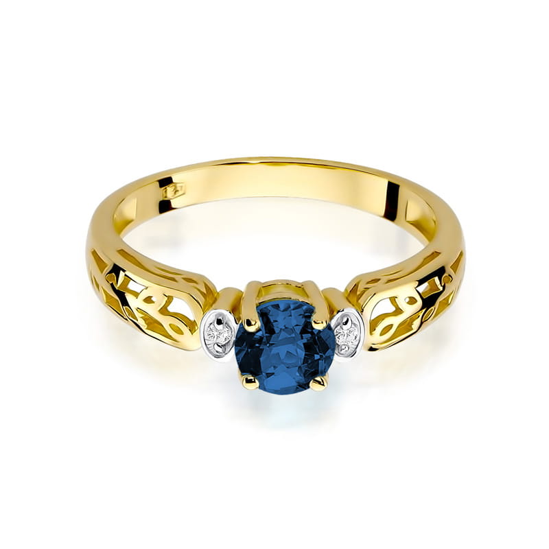Inel Aur 9K cu Safir 0.50 ct si Diamante Naturale 0.02 ct, imaginea 2 din 8