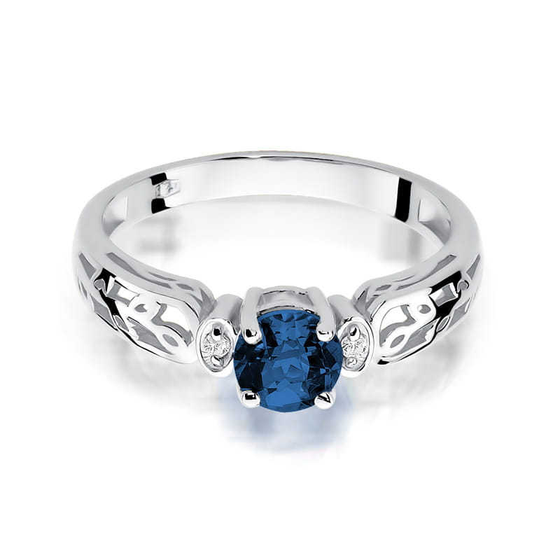 Inel Aur 9K cu Safir 0.50 ct si Diamante Naturale 0.02 ct, imaginea 6 din 8