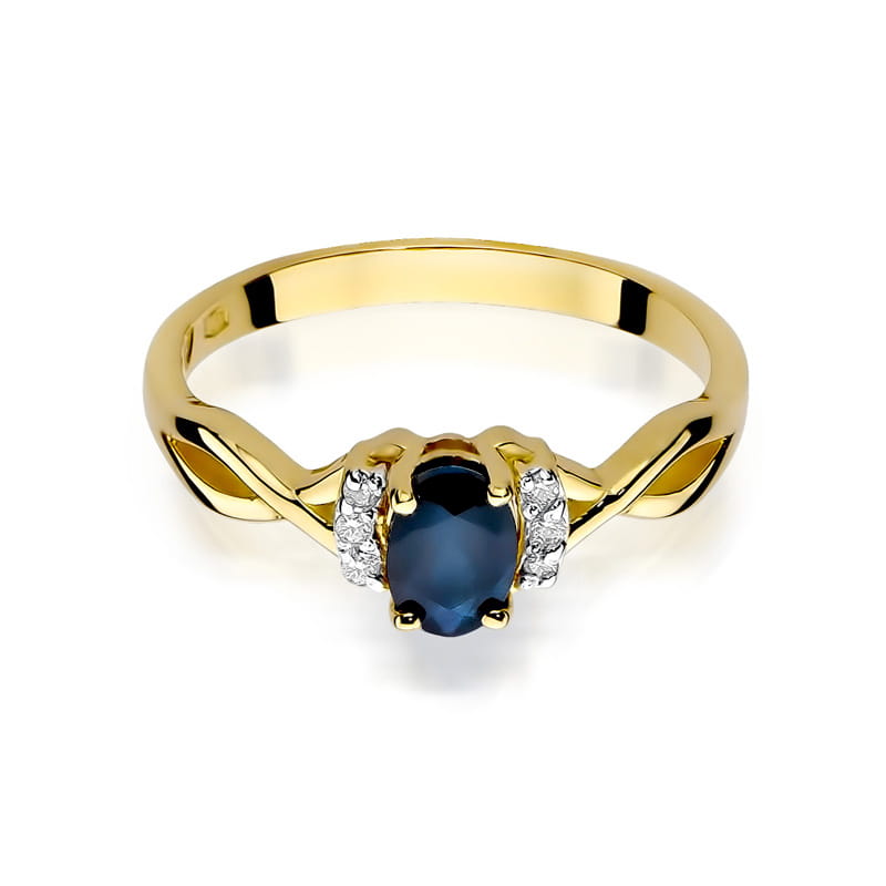 Inel Aur 9K cu Safir 0.70 ct si Diamante Naturale 0.05 ct, imaginea 2 din 8