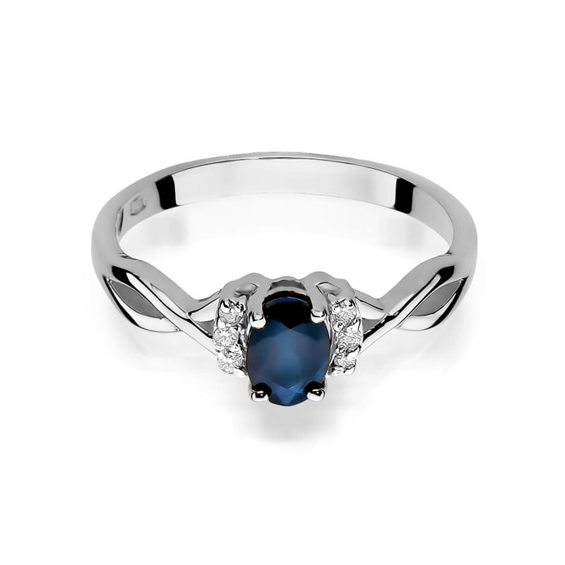 Inel Aur 9K cu Safir 0.70 ct si Diamante Naturale 0.05 ct, imaginea 6 din 8