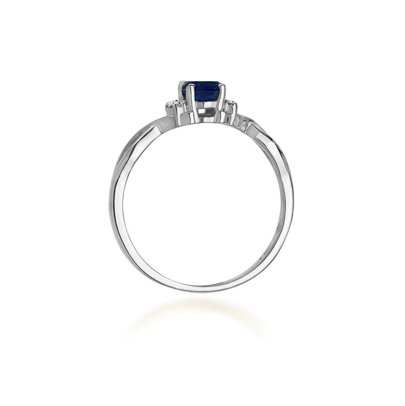 Inel Aur 9K cu Safir 0.70 ct si Diamante Naturale 0.05 ct, imaginea 7 din 8