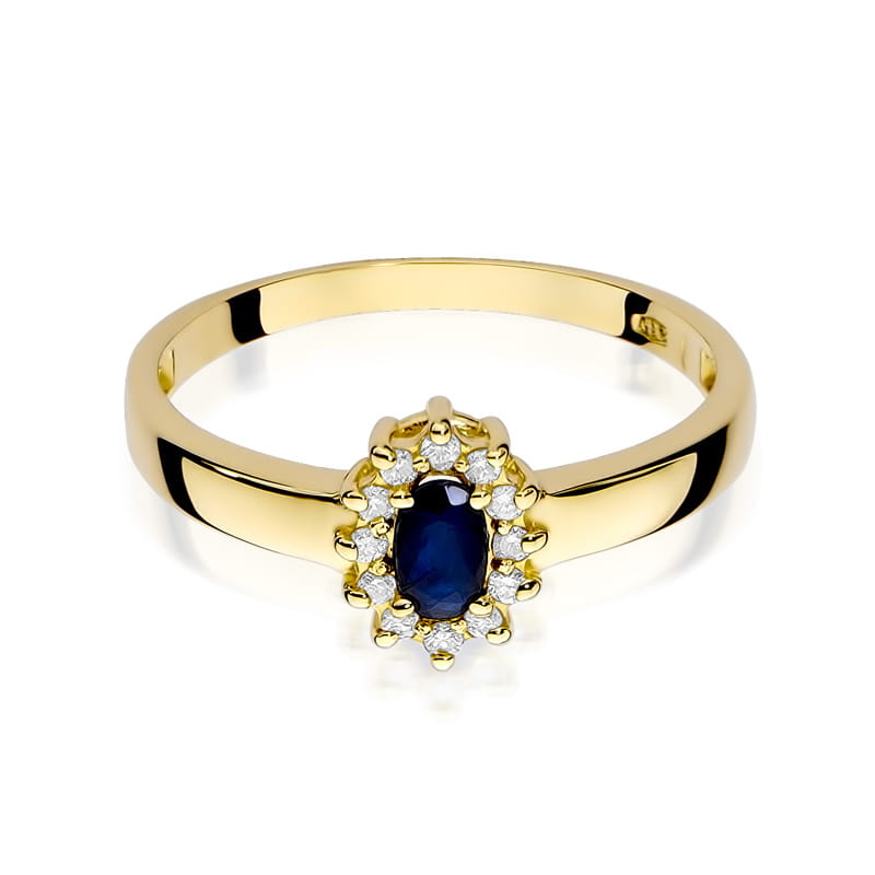 Inel Aur 9K cu Safir 0.30 ct si Diamante Naturale 0.10 ct, imaginea 2 din 8