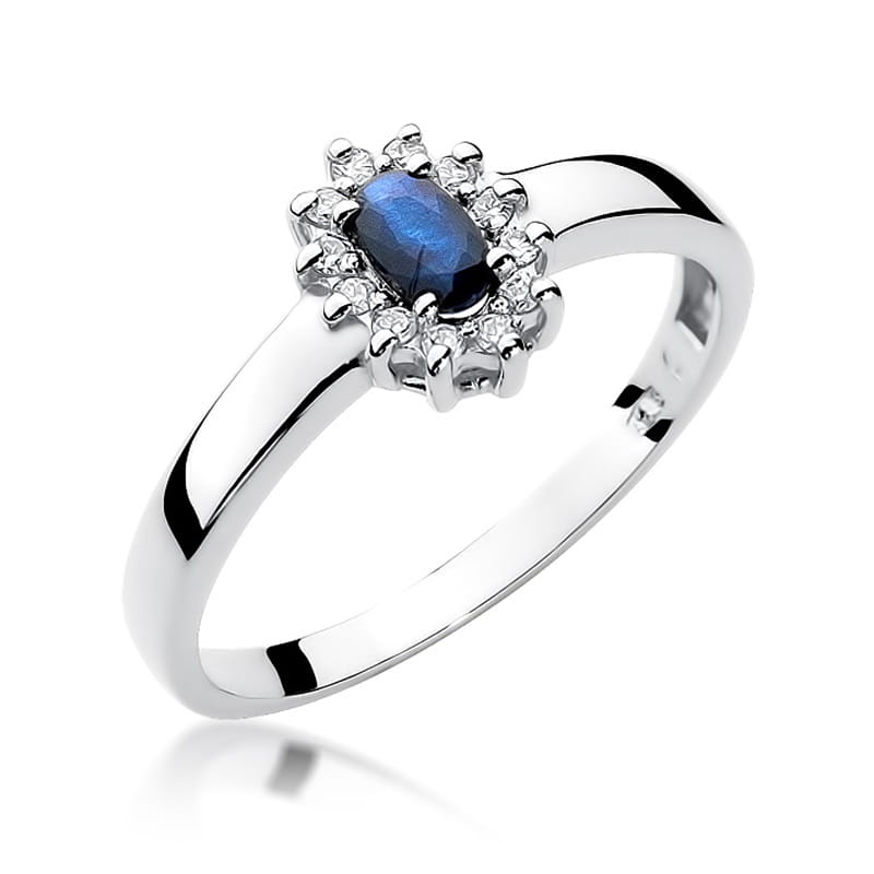 Inel Aur 9K cu Safir 0.30 ct si Diamante Naturale 0.10 ct, imaginea 5 din 8