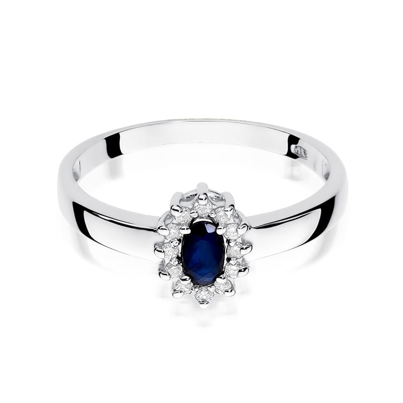 Inel Aur 9K cu Safir 0.30 ct si Diamante Naturale 0.10 ct, imaginea 6 din 8