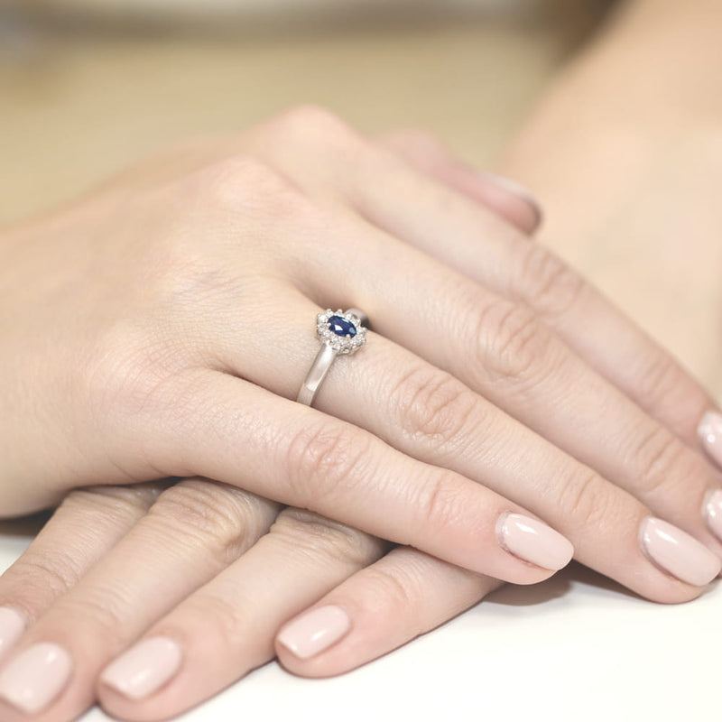 Inel Aur 9K cu Safir 0.30 ct si Diamante Naturale 0.10 ct, imaginea 8 din 8
