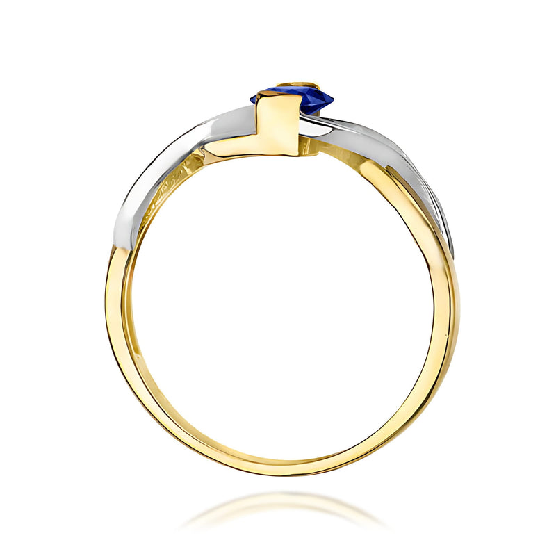 Inel Aur 9K cu Safir 0.70 ct si Diamante Naturale 0.05 ct, imaginea 3 din 8
