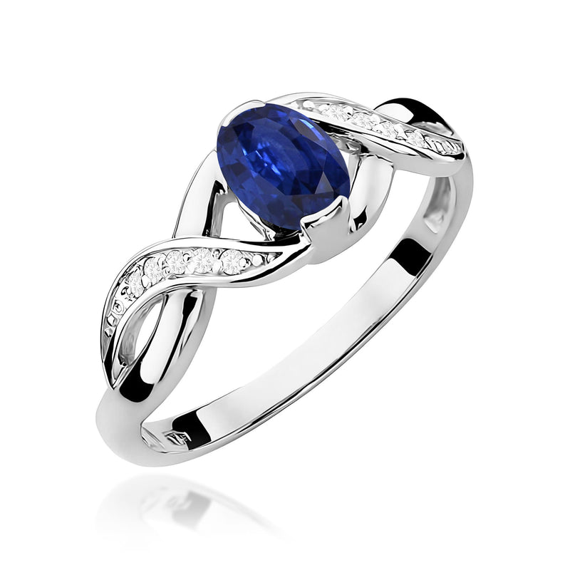 Inel Aur 9K cu Safir 0.70 ct si Diamante Naturale 0.05 ct, imaginea 5 din 8
