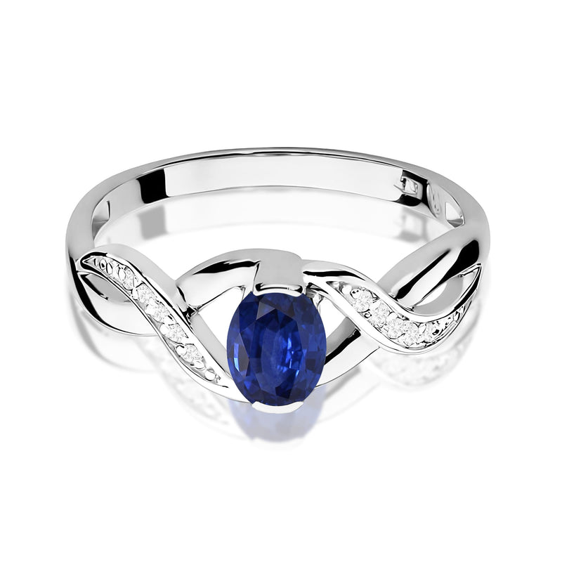 Inel Aur 9K cu Safir 0.70 ct si Diamante Naturale 0.05 ct, imaginea 6 din 8