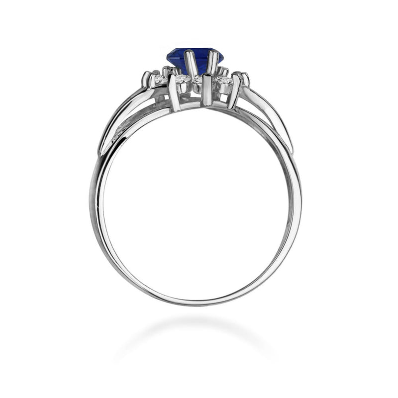 Inel Aur 9K cu Safir 0.90 ct si Diamante Naturale 0.30 ct, imaginea 7 din 8