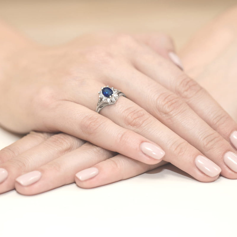 Inel Aur 9K cu Safir 0.90 ct si Diamante Naturale 0.30 ct, imaginea 8 din 8