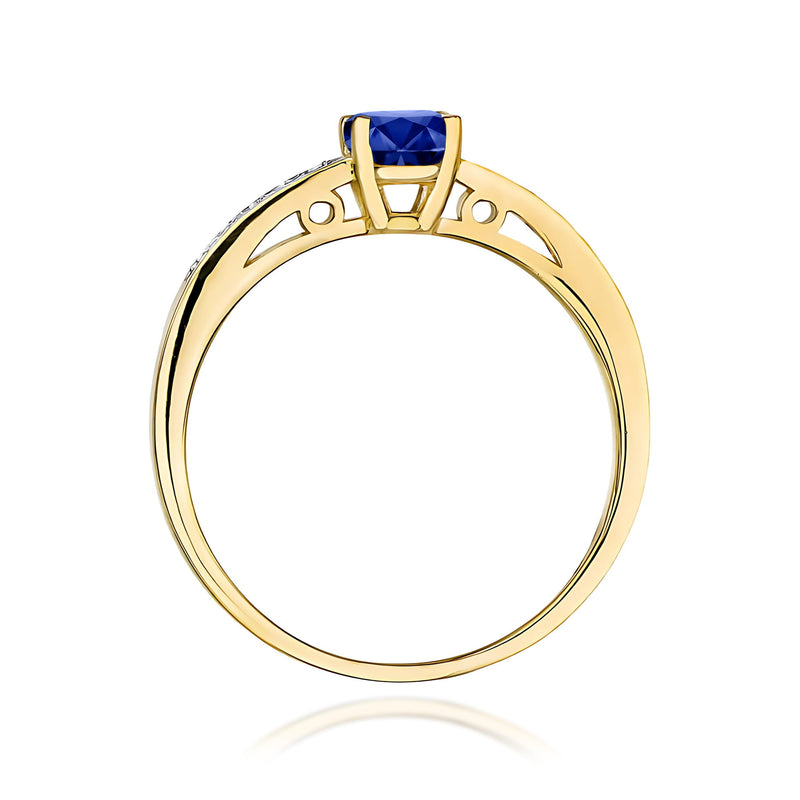 Inel Aur 9K cu Safir 0.50 ct si Diamante Naturale 0.05 ct, imaginea 3 din 8