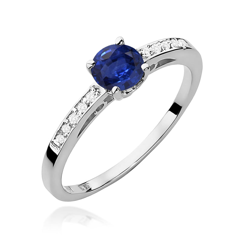 Inel Aur 9K cu Safir 0.50 ct si Diamante Naturale 0.05 ct, imaginea 5 din 8