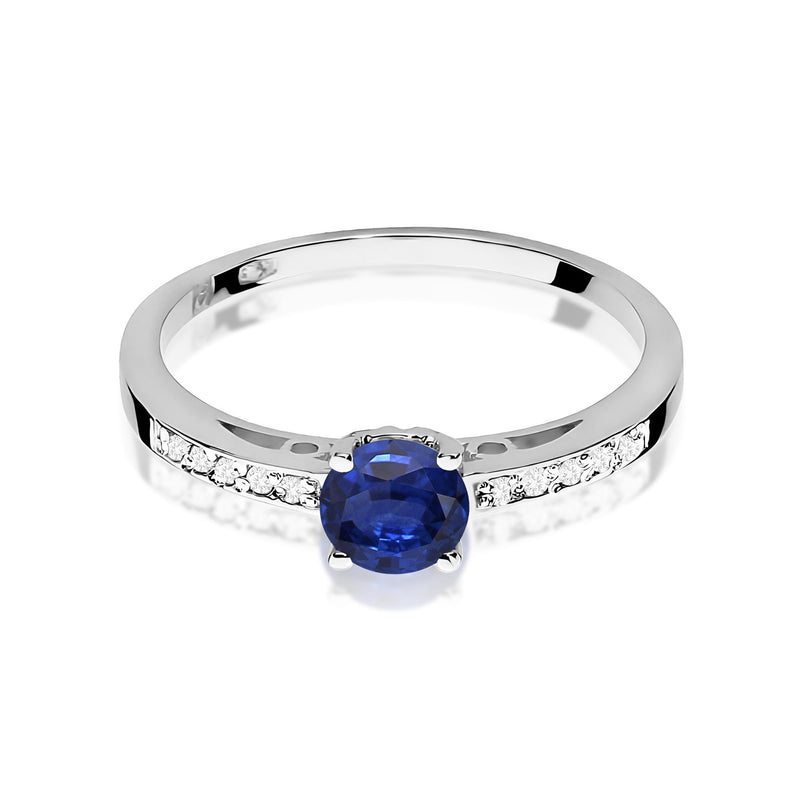 Inel Aur 9K cu Safir 0.50 ct si Diamante Naturale 0.05 ct, imaginea 6 din 8