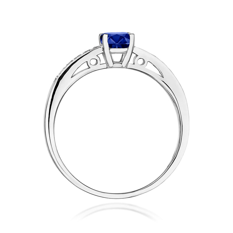 Inel Aur 9K cu Safir 0.50 ct si Diamante Naturale 0.05 ct, imaginea 7 din 8
