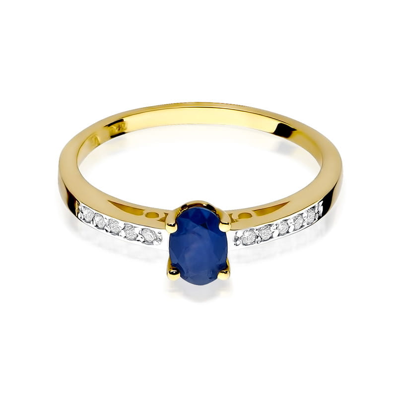 Inel Aur 9K cu Safir 0.70 ct si Diamante Naturale 0.05 ct, imaginea 2 din 6